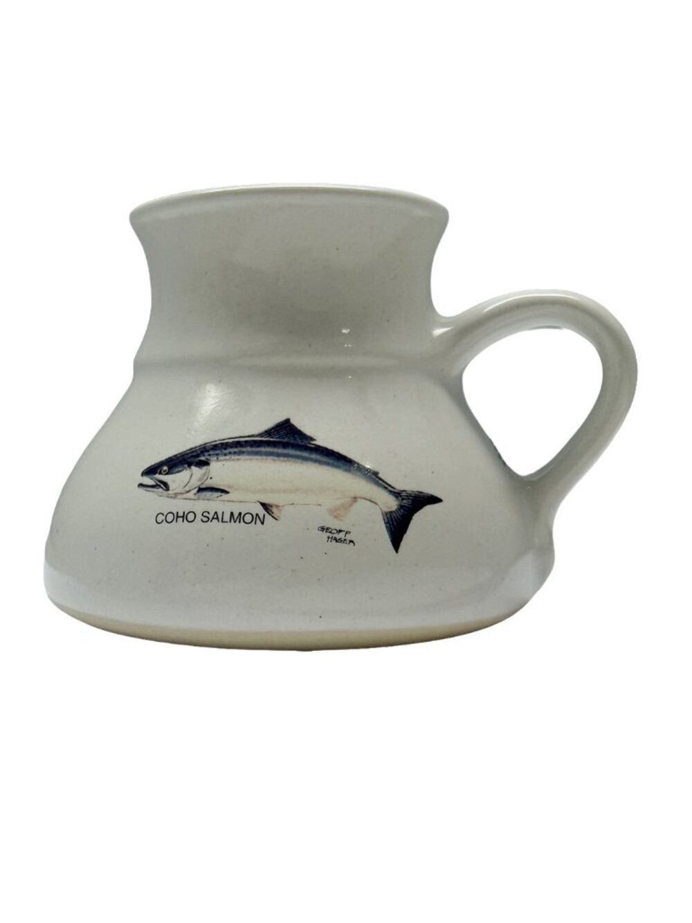 Vintage 1991 Angler's Expressions No Spill Stoneware Mug Salmon Fishing - U.S.A.
